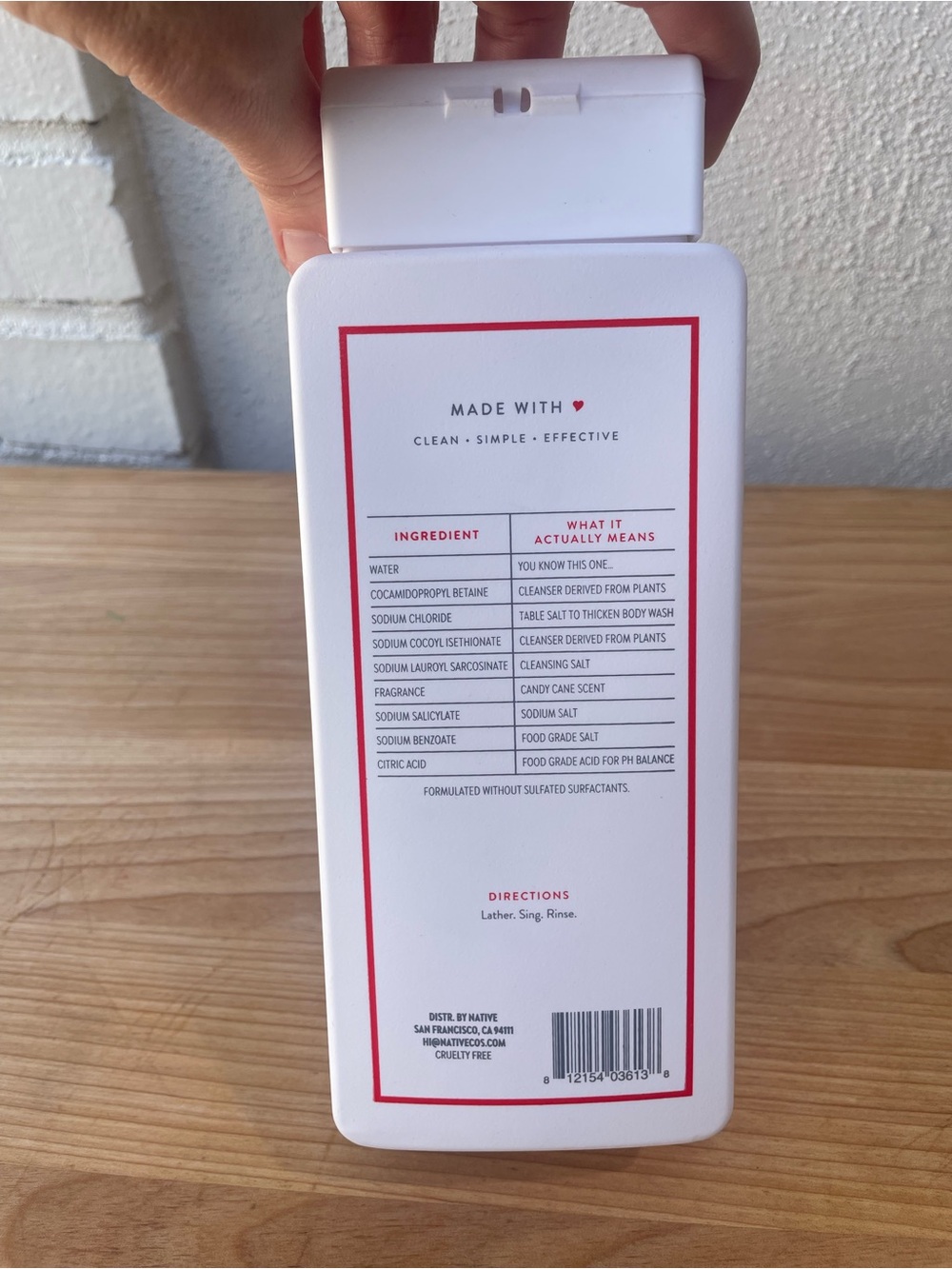 Native Candy Cane Body Wash 18oz - Picture 2 of 3